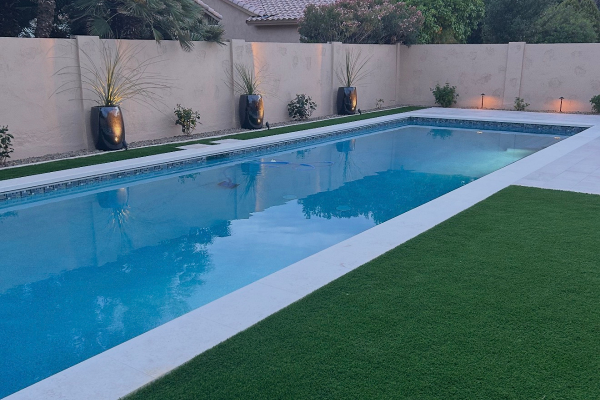 New custom pool installation during construction in Chandler home.
